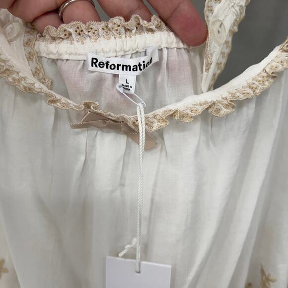 Reformation Paige Top Blouse Womens Large Cottagecore Boho Swiftie Whimsical - Picture 12 of 12